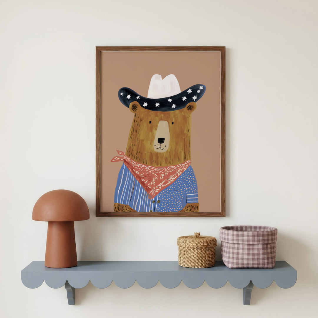 Starry Cowboy Bear Print