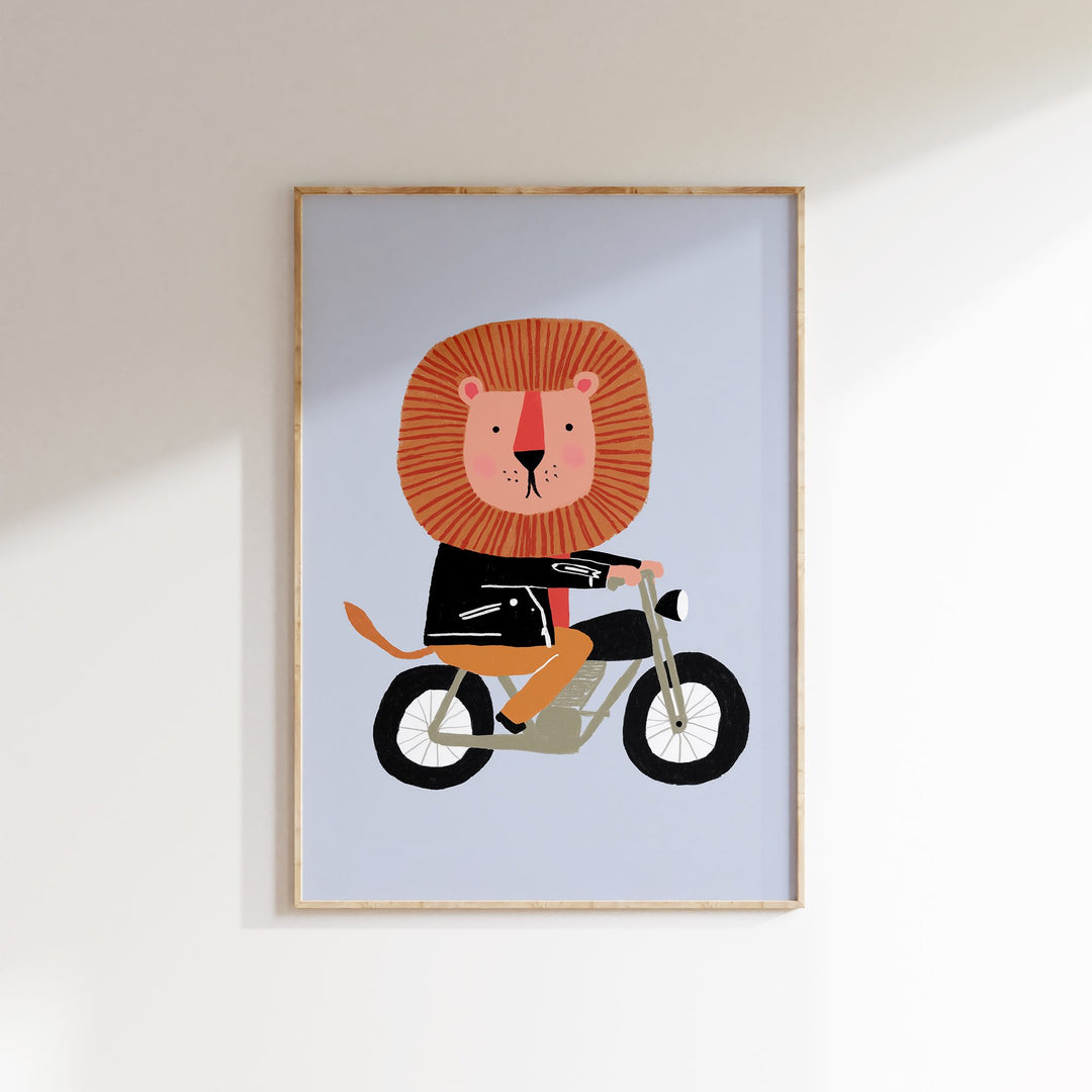 Motorbike Lion Print