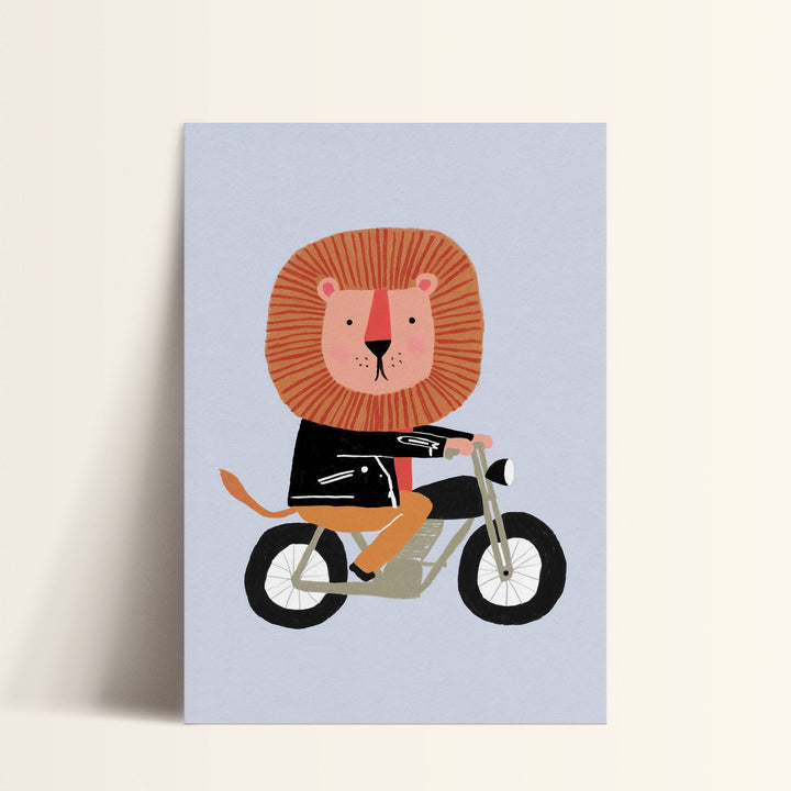 Motorbike Lion Print