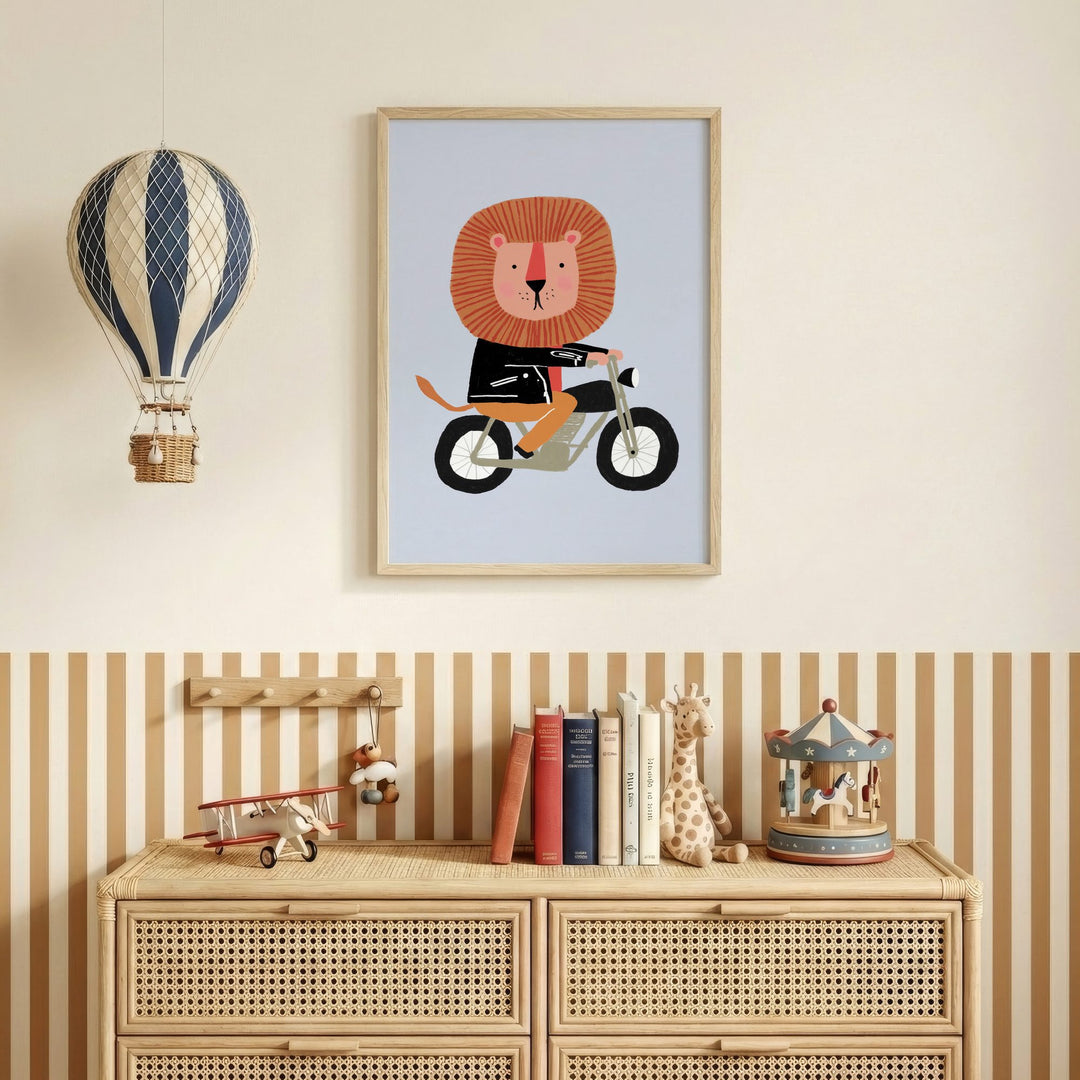 Motorbike Lion Print