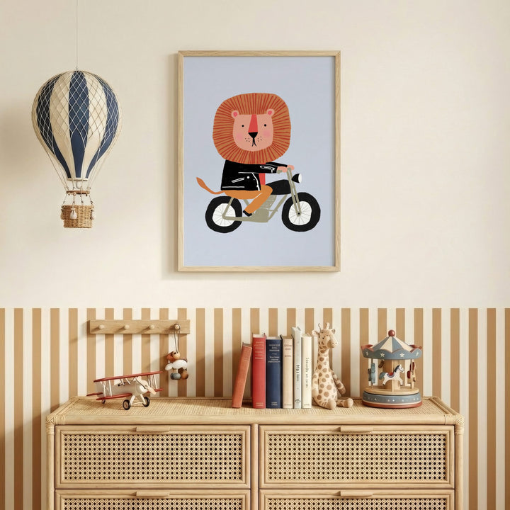 Motorbike Lion Print