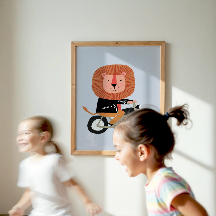 Motorbike Lion Print