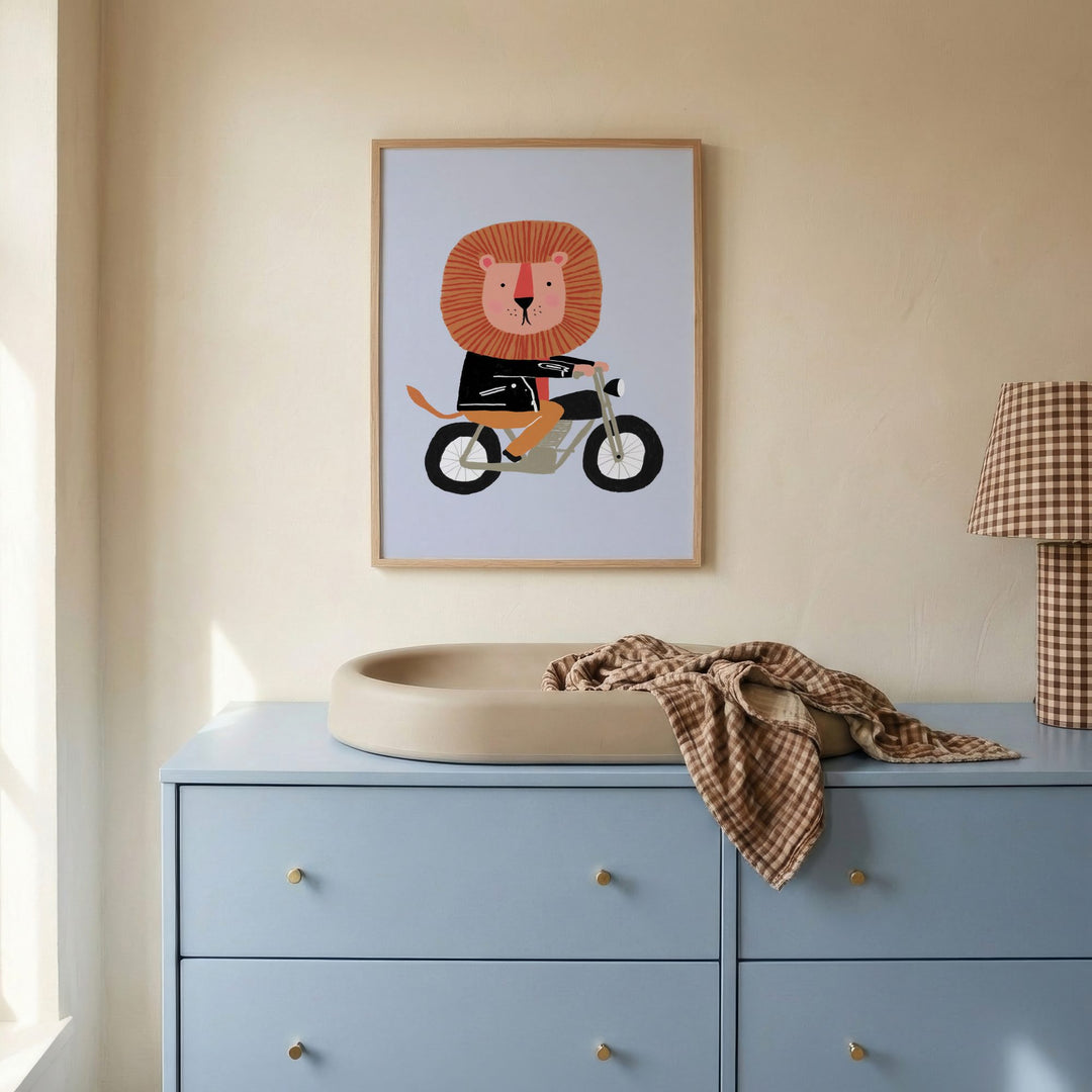 Motorbike Lion Print