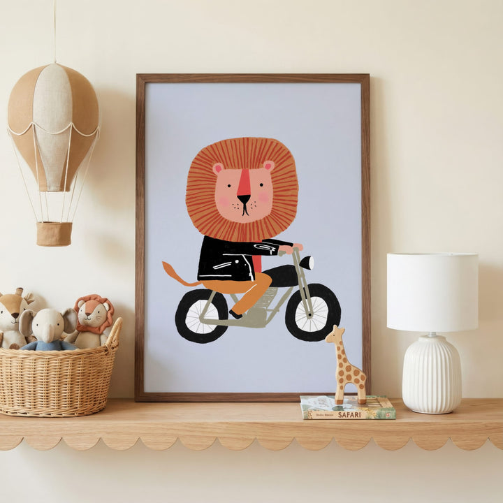 Motorbike Lion Print