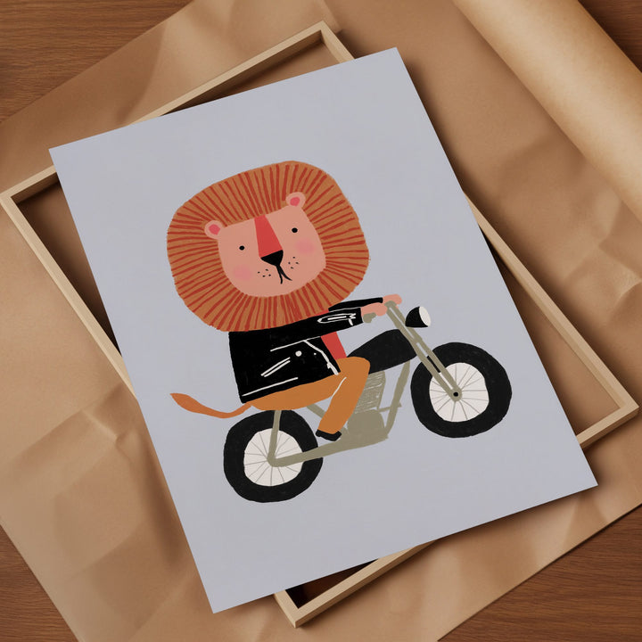 Motorbike Lion Print