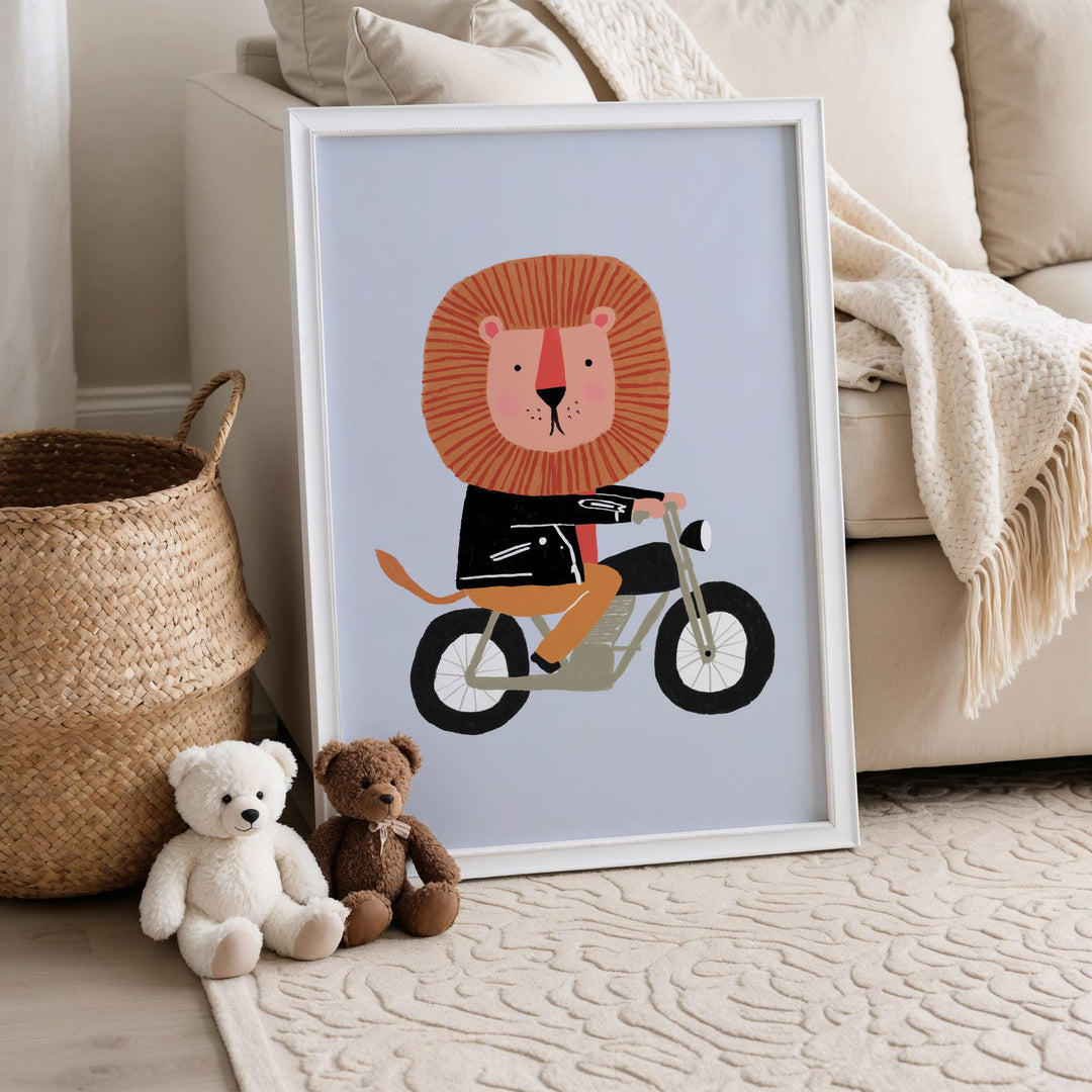 Motorbike Lion Print