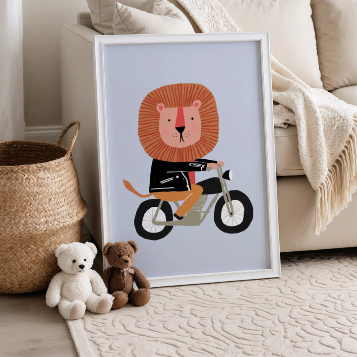 Motorbike Lion Print