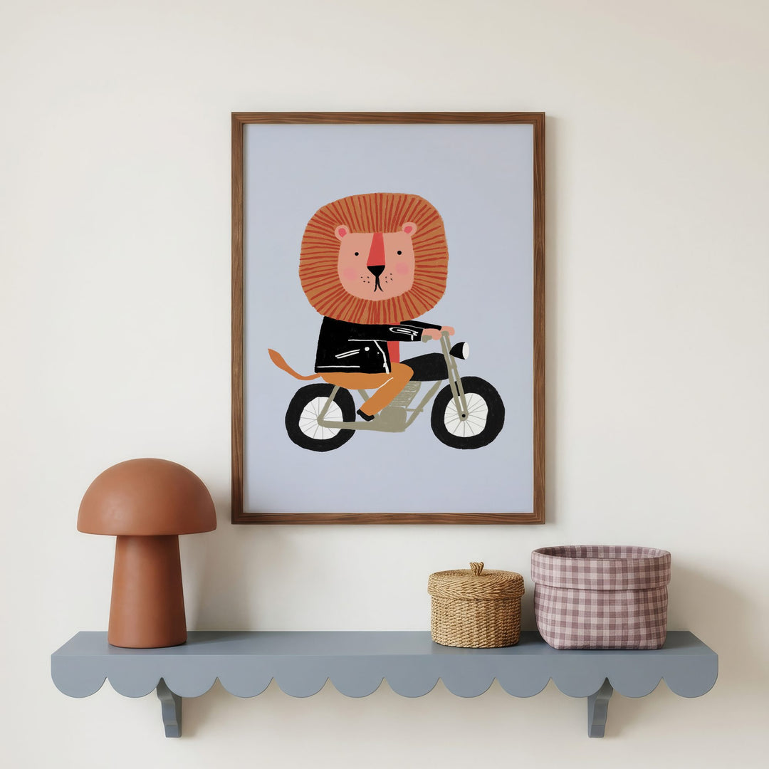 Motorbike Lion Print