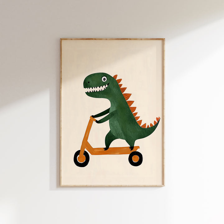 Cute Dinosaur on Scooter