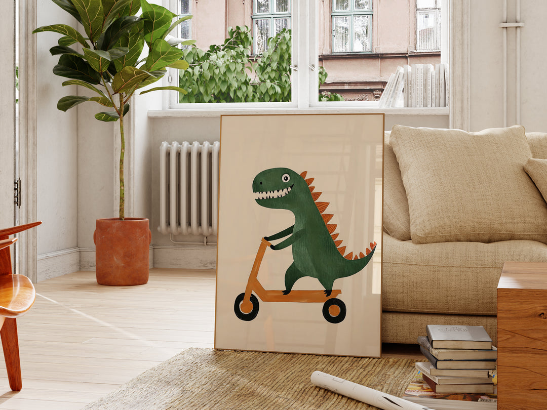 Cute Dinosaur on Scooter