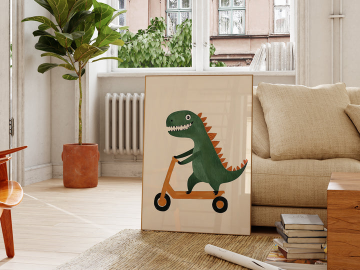 Cute Dinosaur on Scooter
