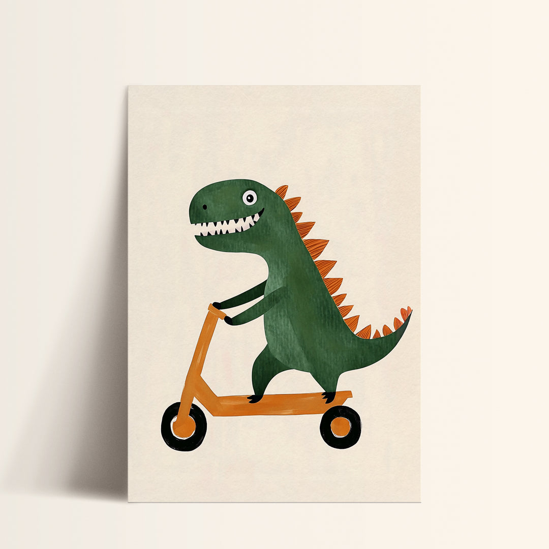 Cute Dinosaur on Scooter