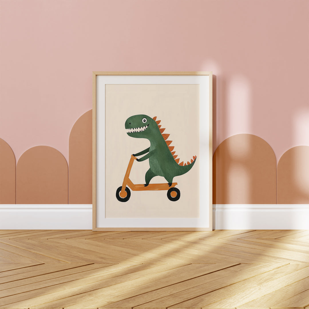 Cute Dinosaur on Scooter