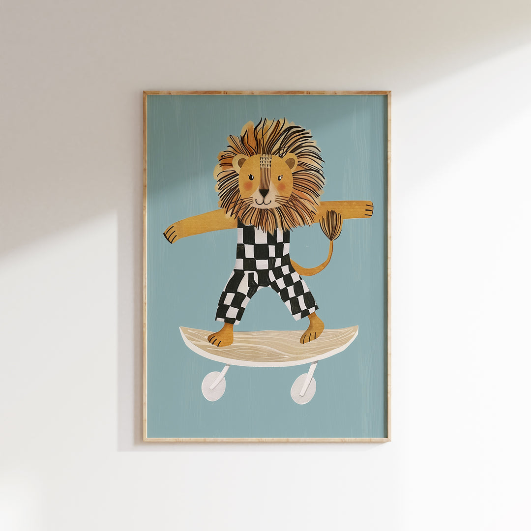 Lion Skateboarding Blue