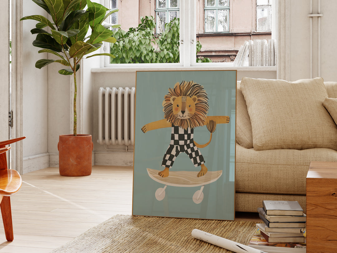 Lion Skateboarding Blue