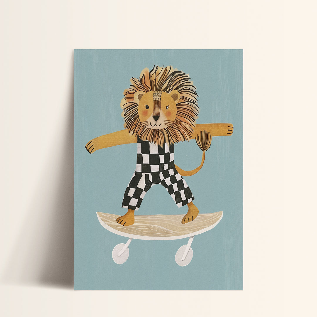 Lion Skateboarding Blue