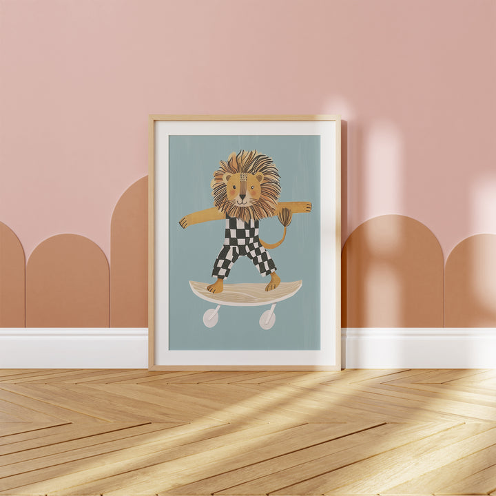 Lion Skateboarding Blue