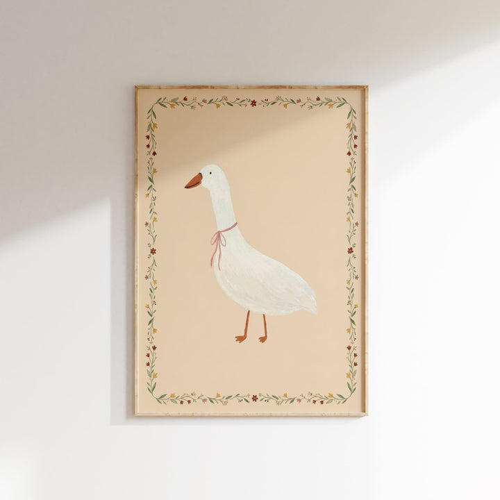 Little Goose Floral Border Print