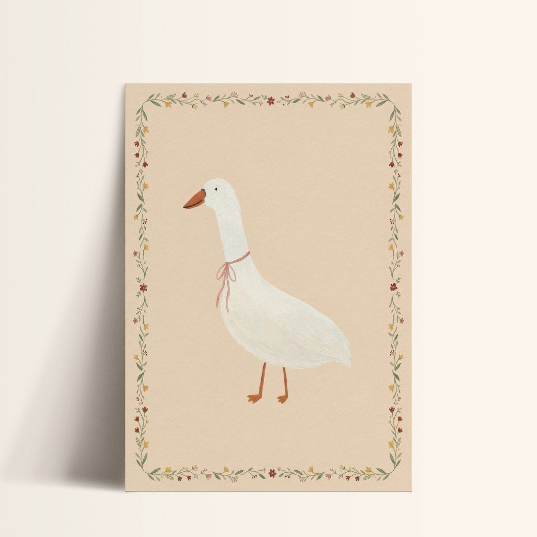 Little Goose Floral Border Print