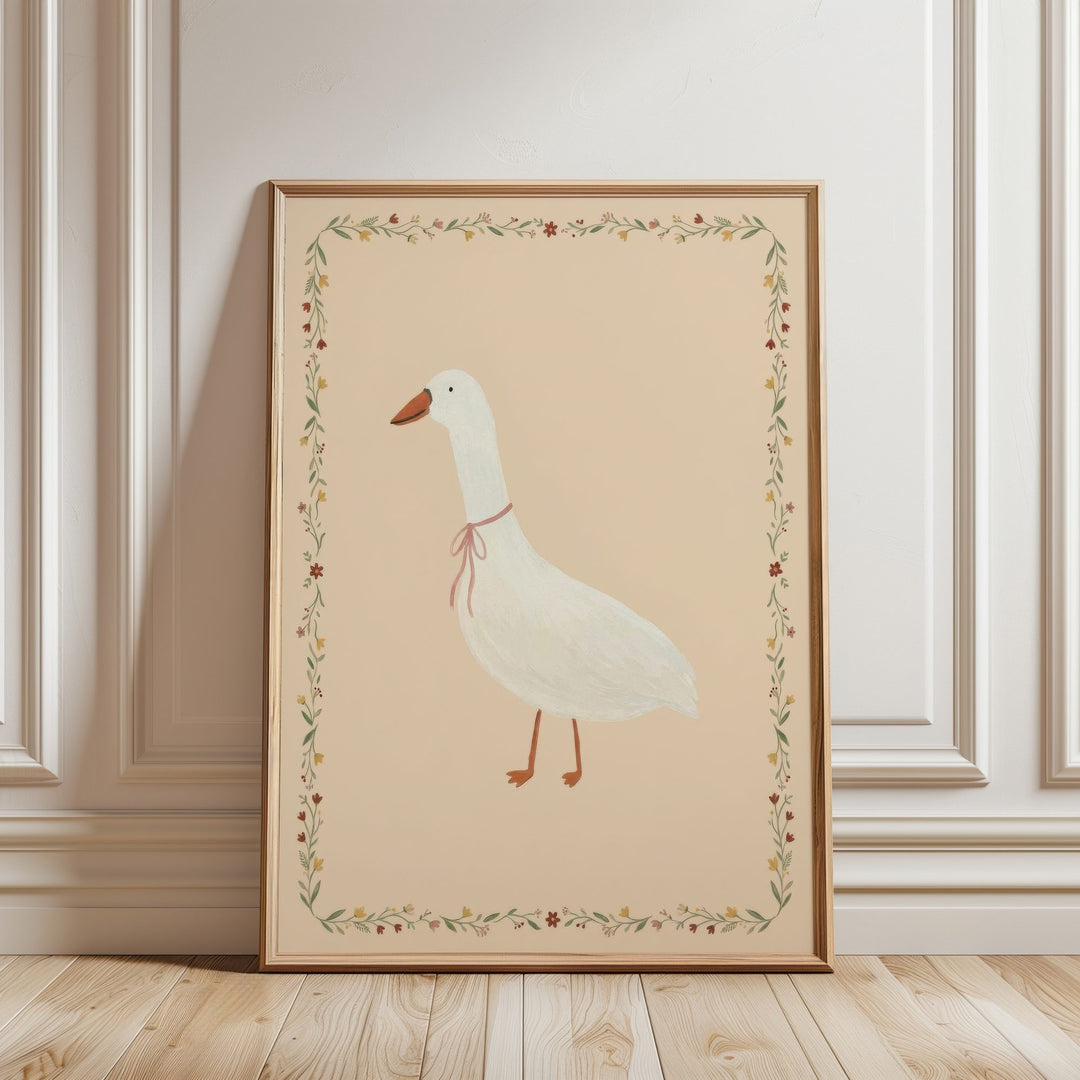 Little Goose Floral Border Print