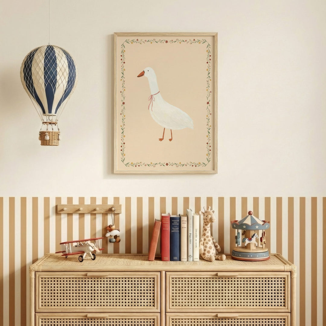 Little Goose Floral Border Print