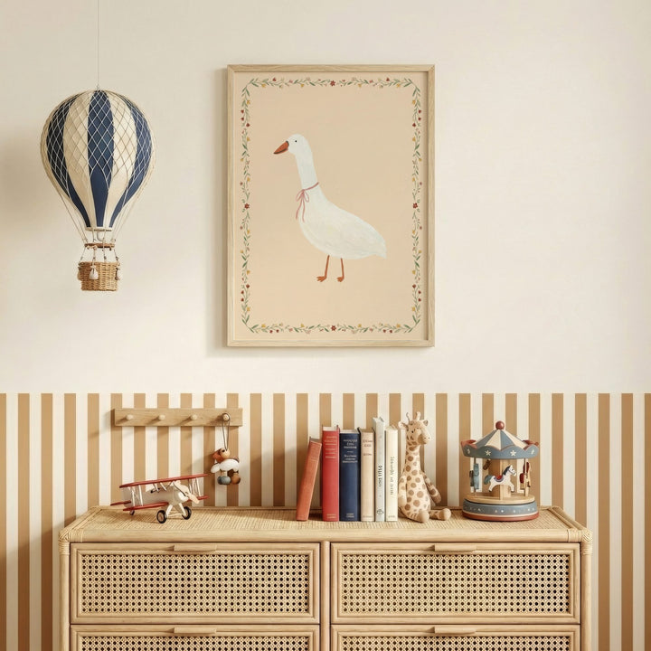 Little Goose Floral Border Print
