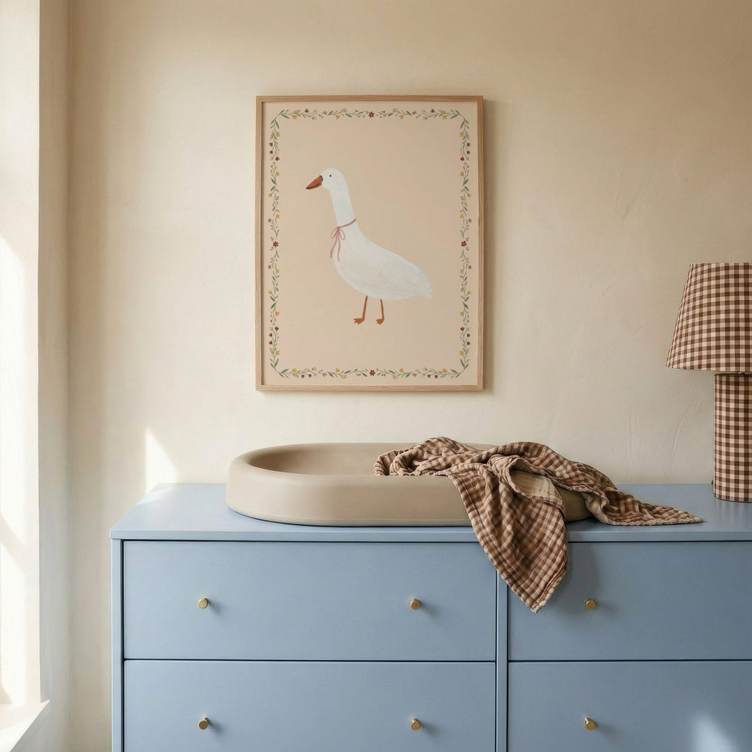 Little Goose Floral Border Print