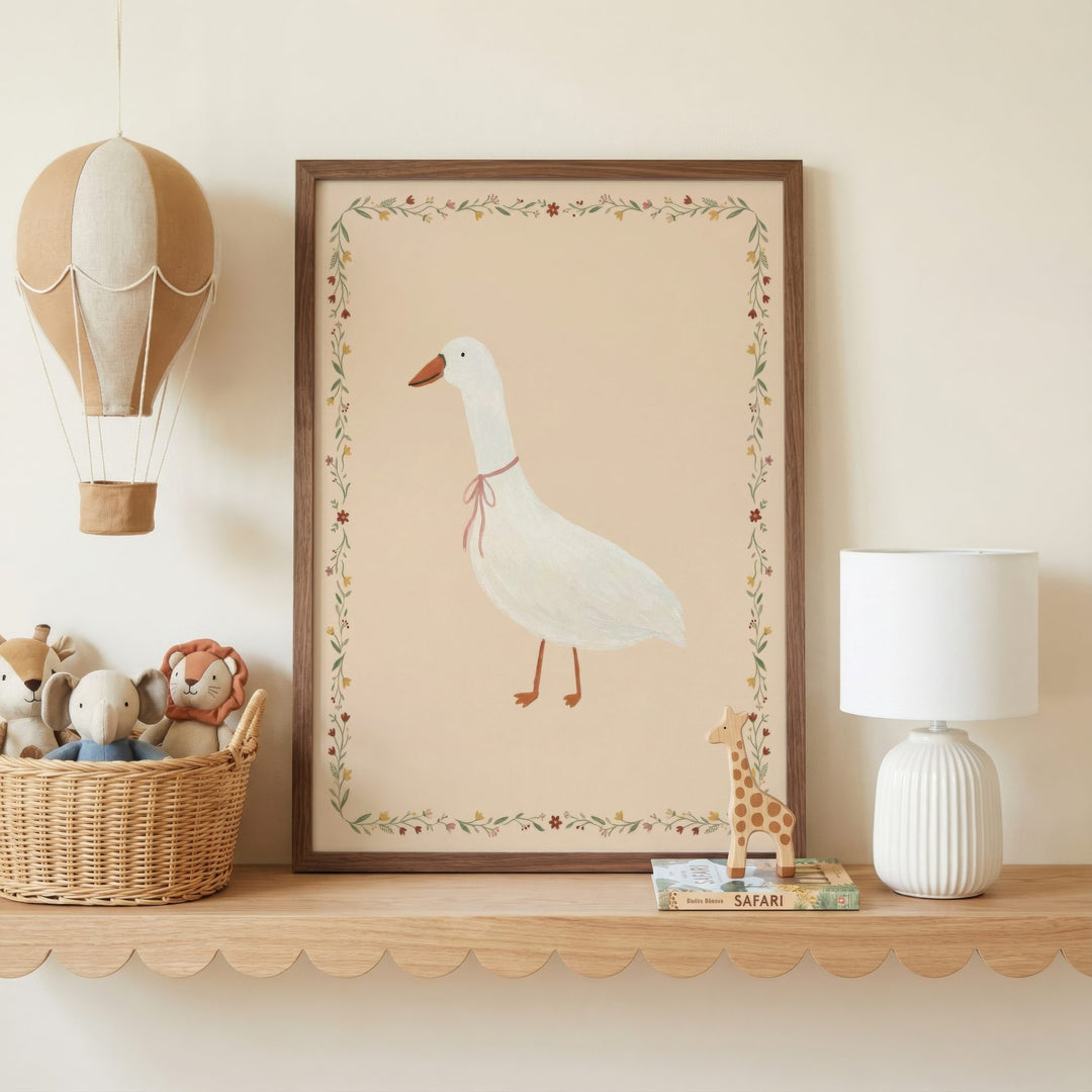 Little Goose Floral Border Print