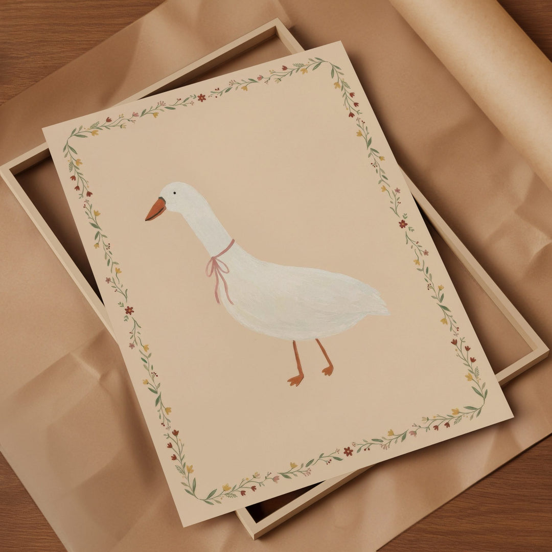 Little Goose Floral Border Print