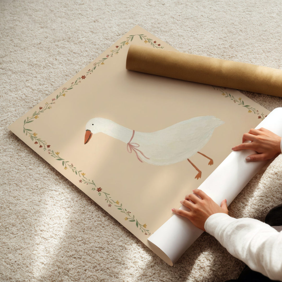 Little Goose Floral Border Print