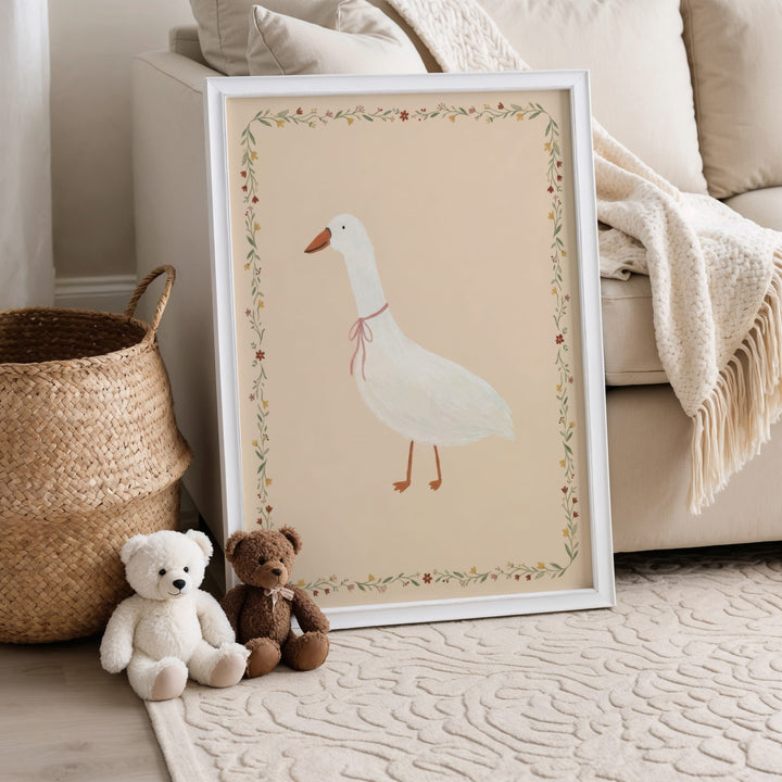 Little Goose Floral Border Print