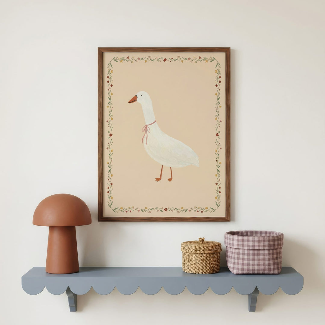Little Goose Floral Border Print