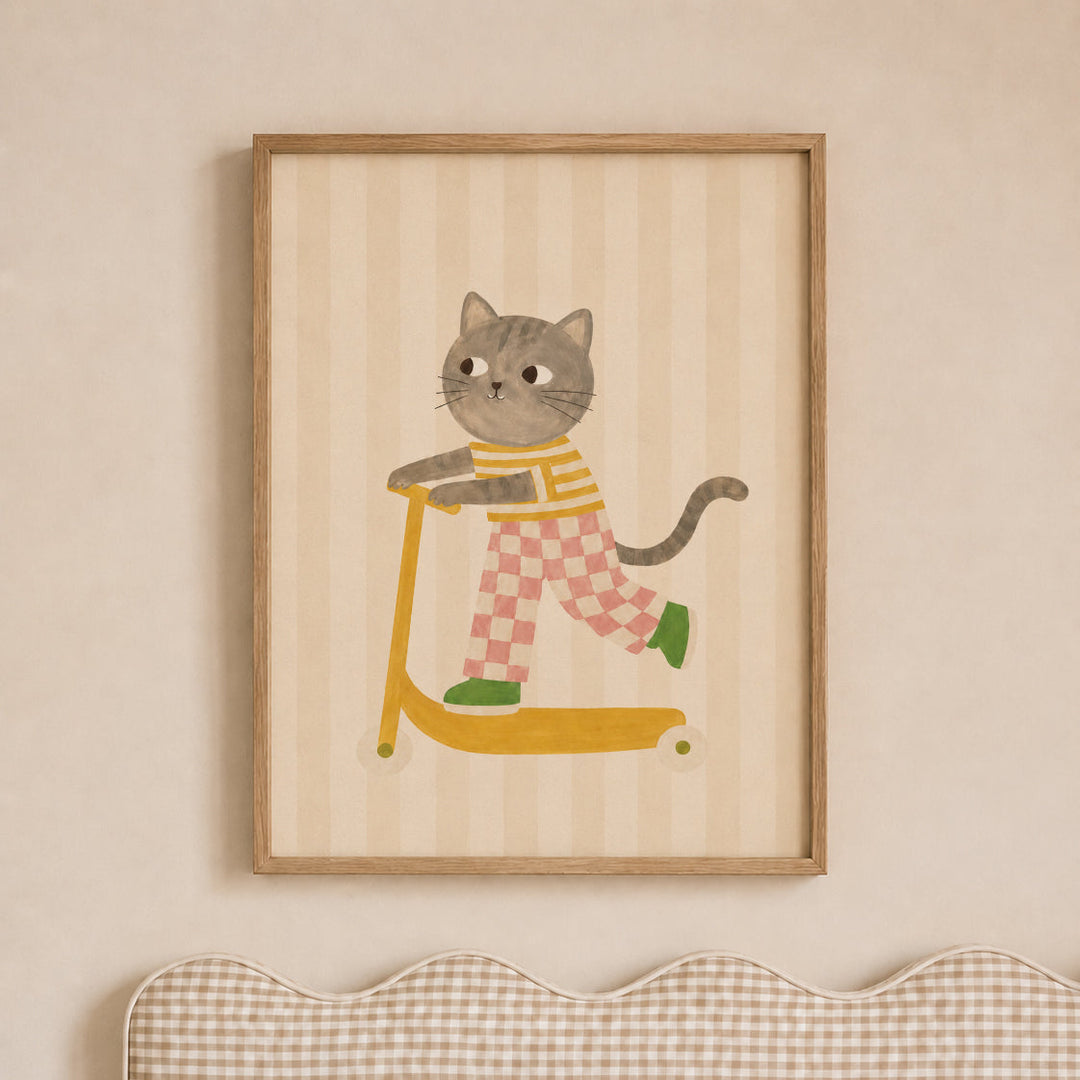 Pepper the Cat on a Scooter Print