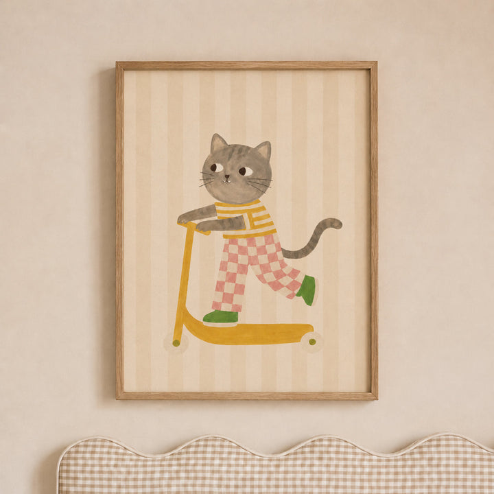 Pepper the Cat on a Scooter Print