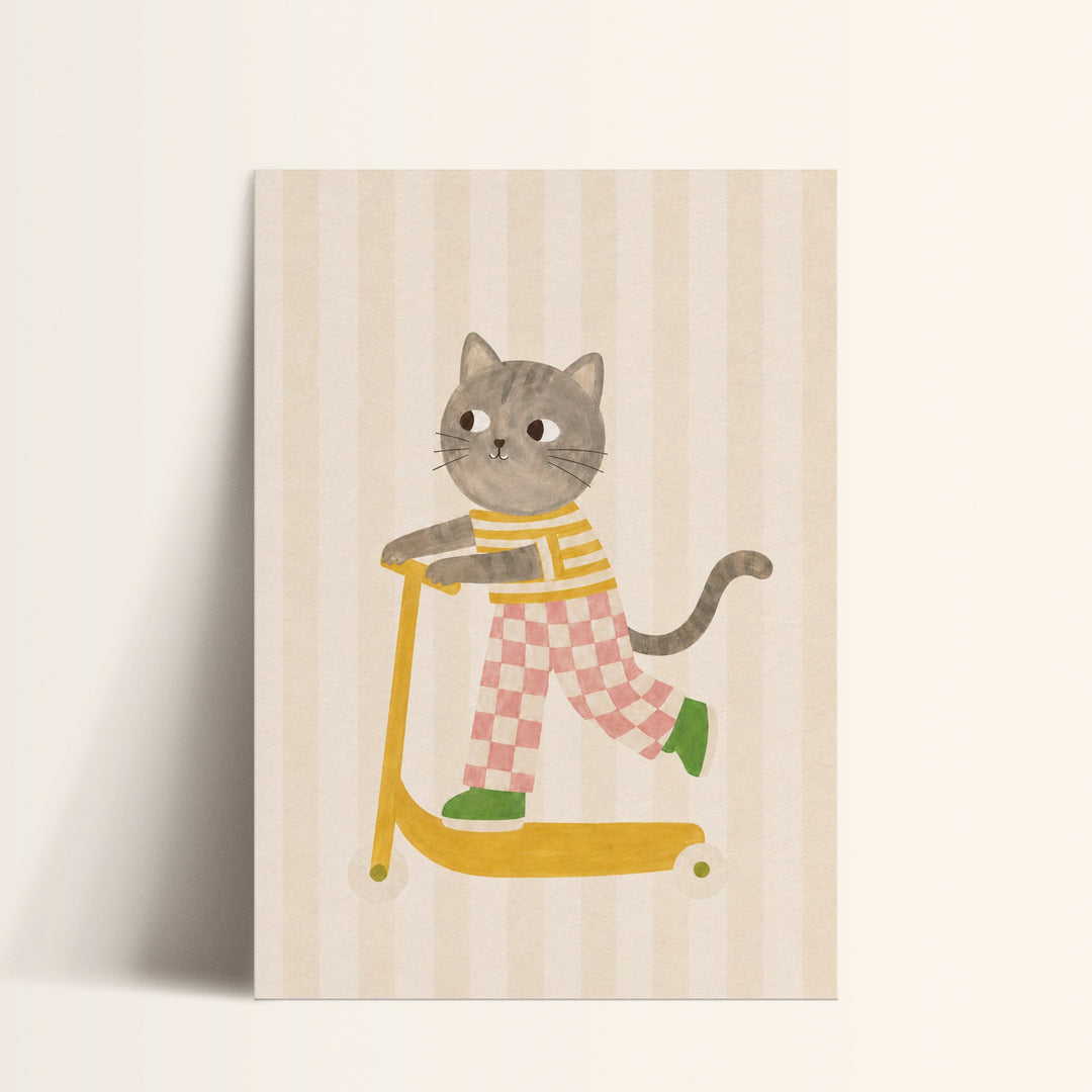 Pepper the Cat on a Scooter Print
