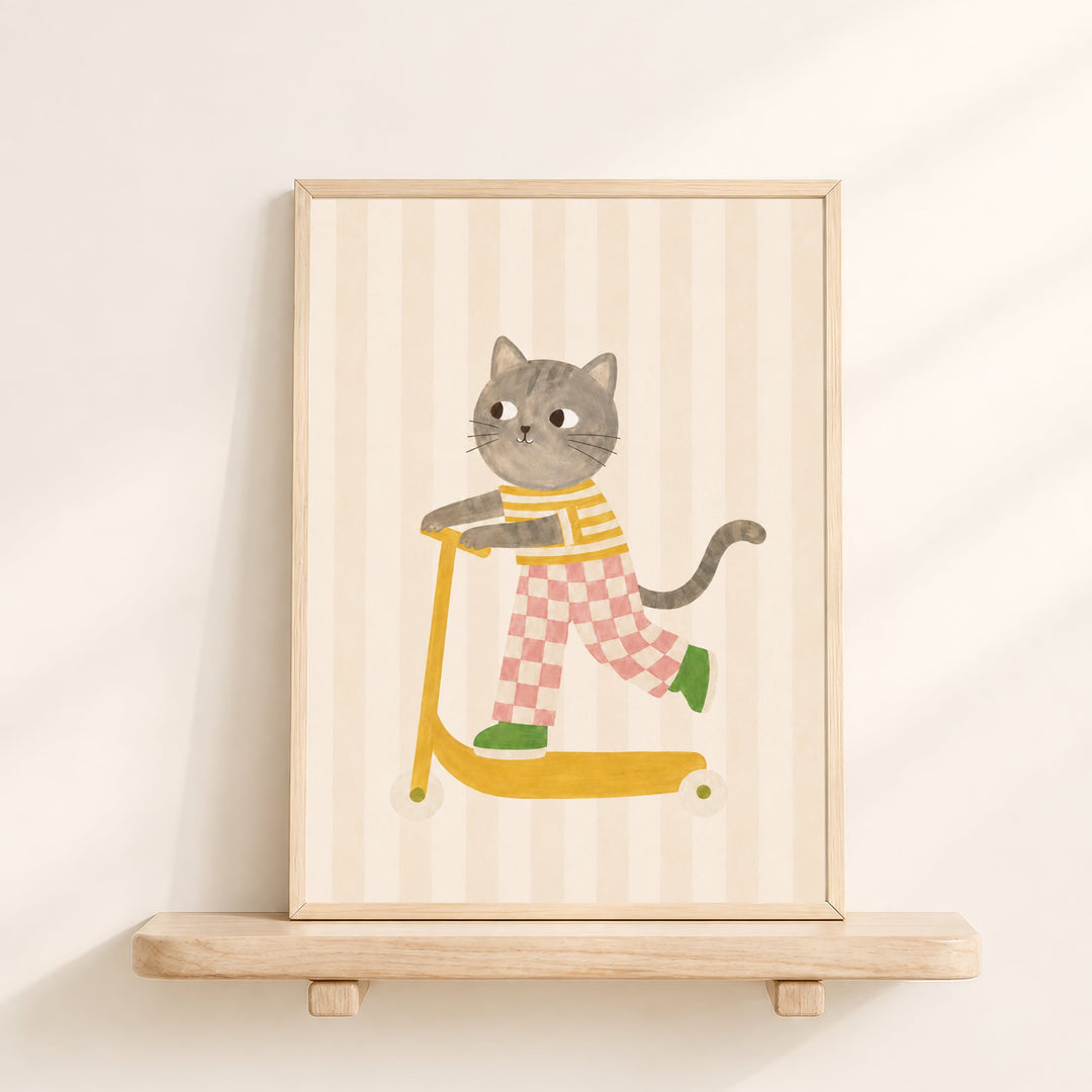 Pepper the Cat on a Scooter Print