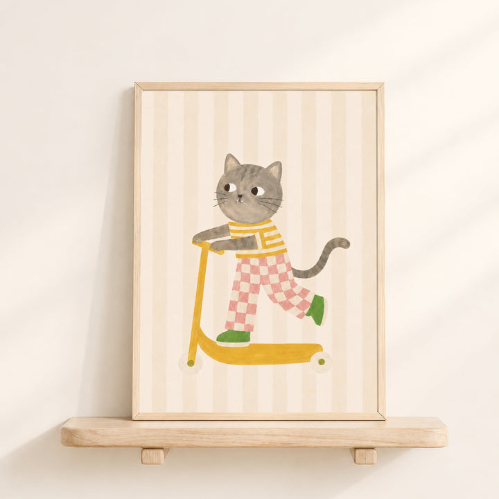 Pepper the Cat on a Scooter Print