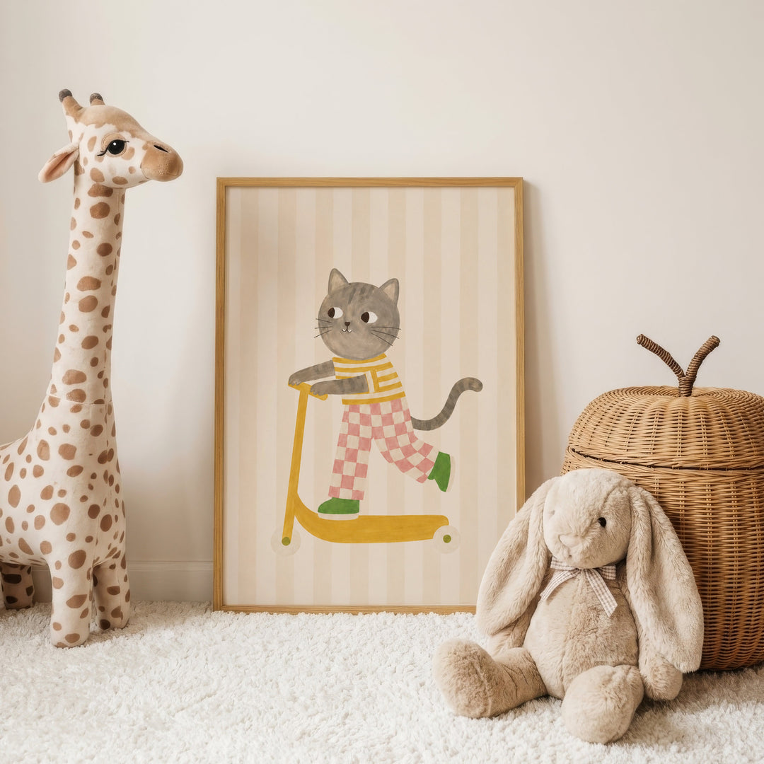 Pepper the Cat on a Scooter Print