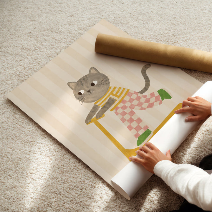 Pepper the Cat on a Scooter Print