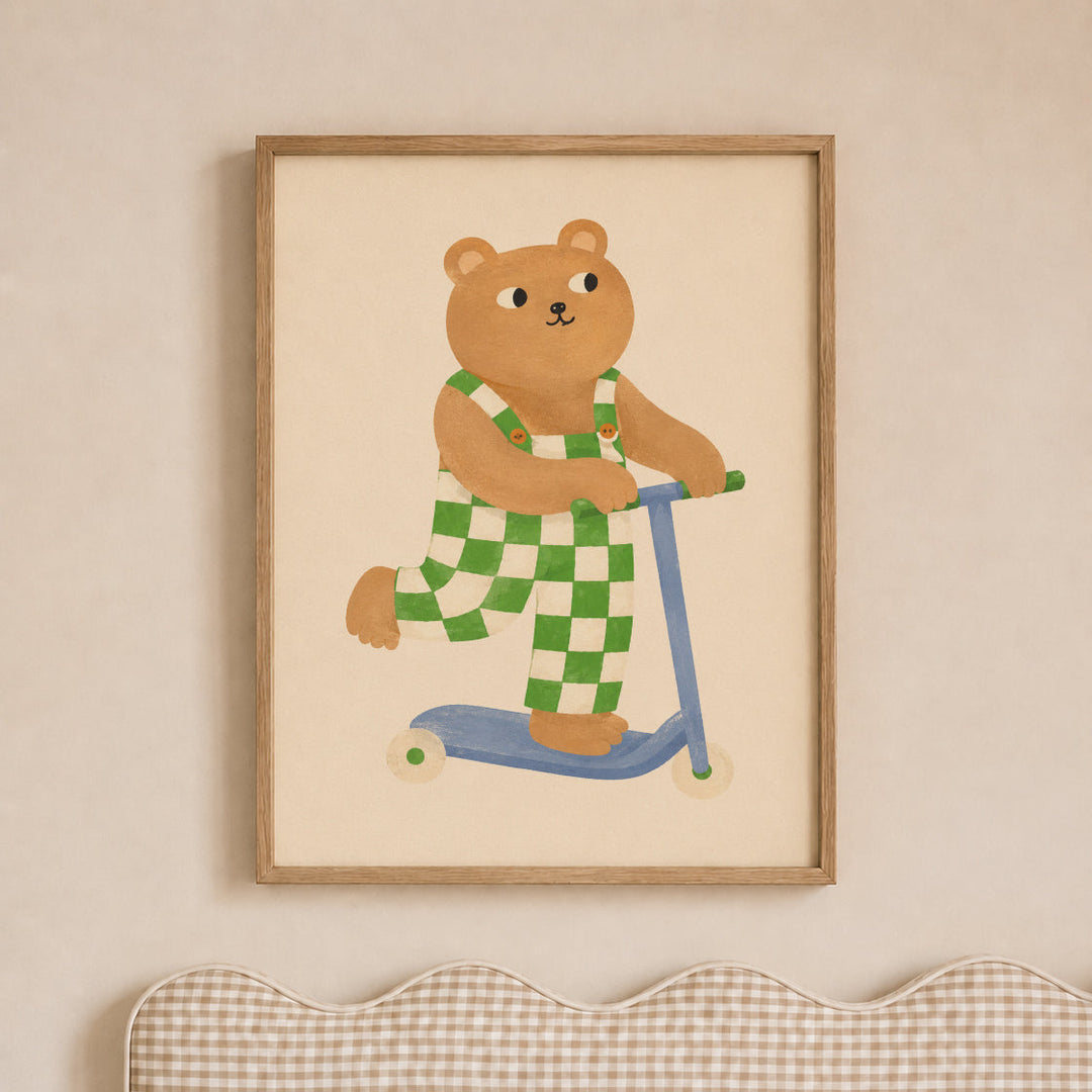 Barnaby the Bear on a Scooter Print