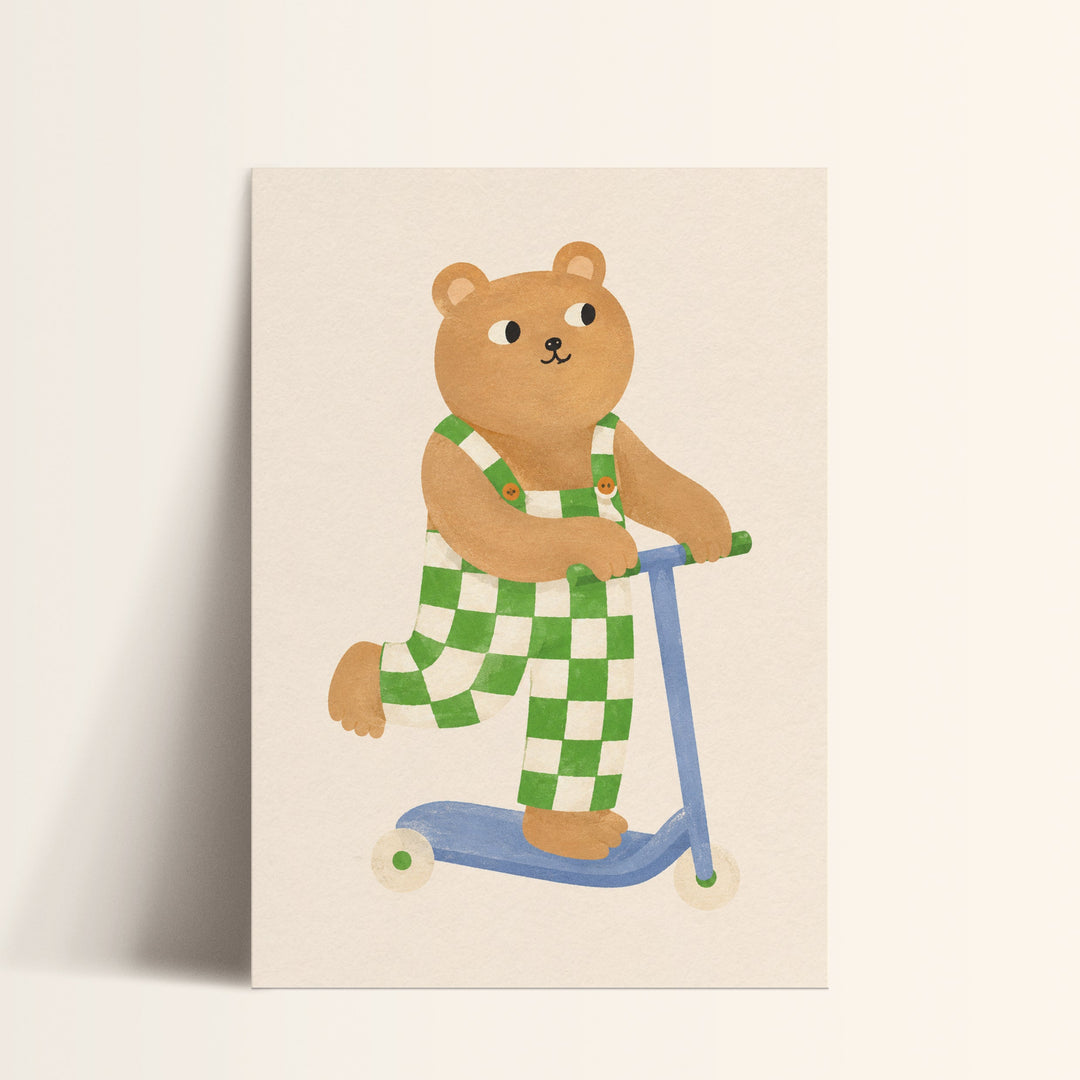 Barnaby the Bear on a Scooter Print