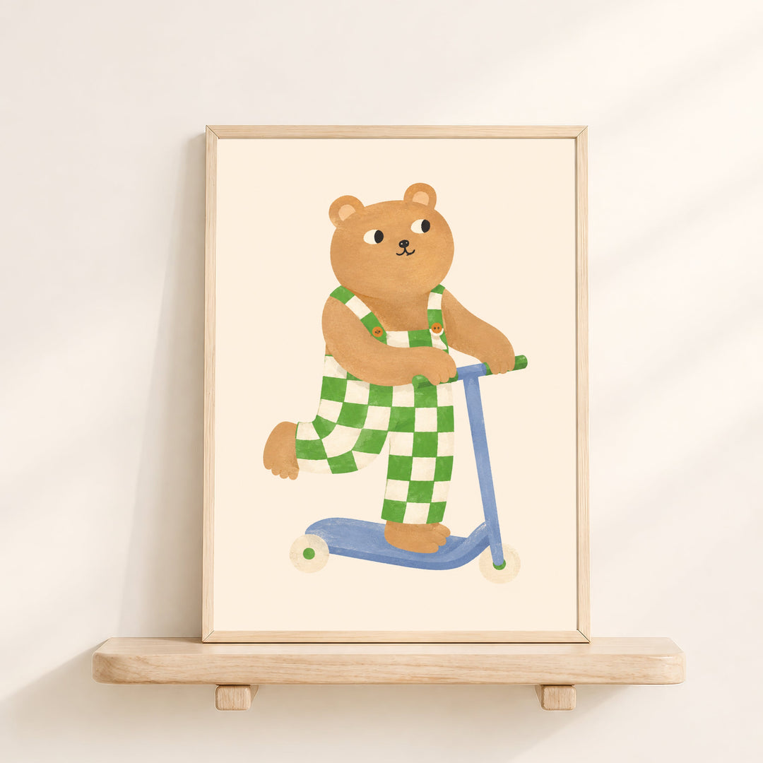 Barnaby the Bear on a Scooter Print