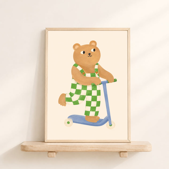 Barnaby the Bear on a Scooter Print