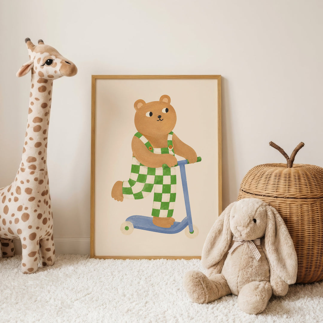 Barnaby the Bear on a Scooter Print