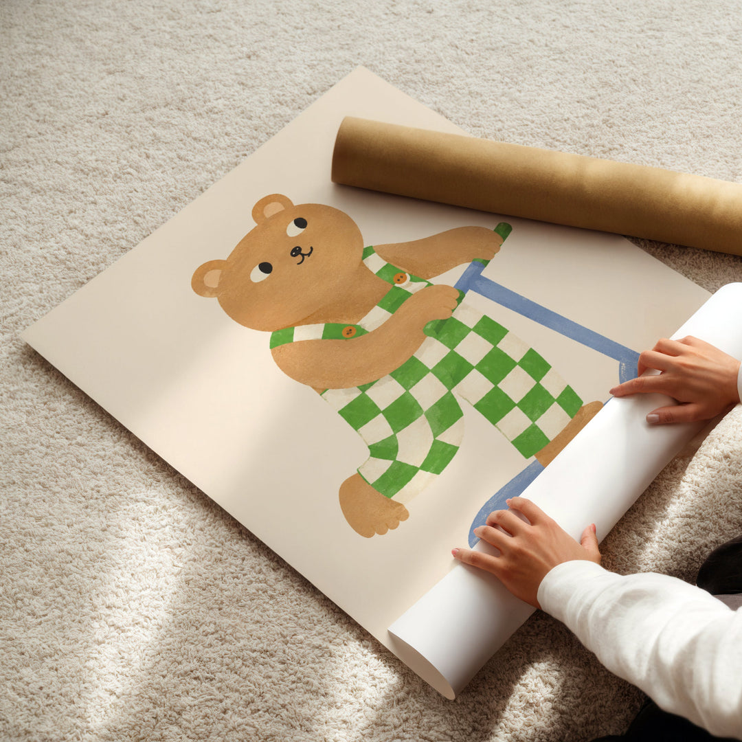 Barnaby the Bear on a Scooter Print