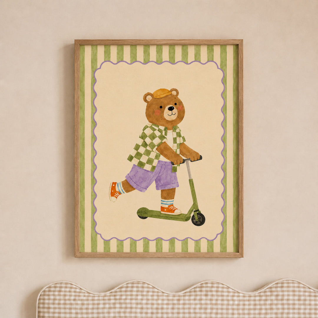 Biscuit the Bear on a Scooter Print
