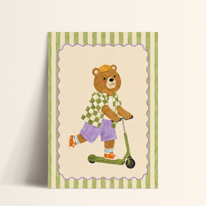 Biscuit the Bear on a Scooter Print