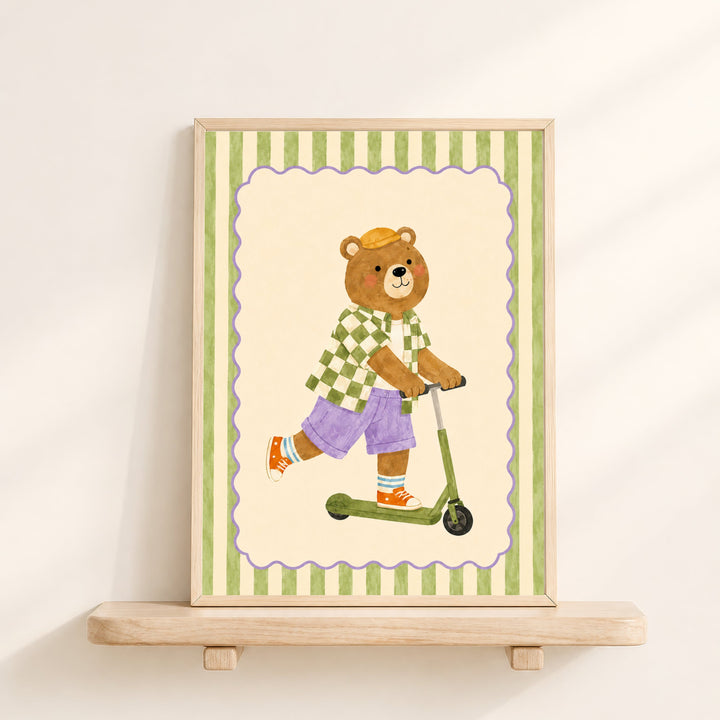 Biscuit the Bear on a Scooter Print