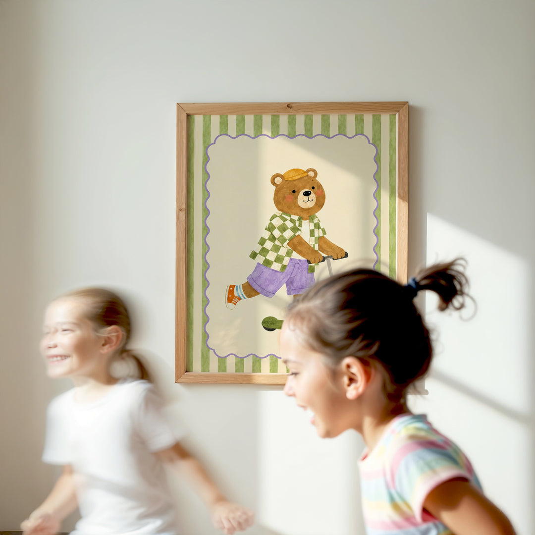 Biscuit the Bear on a Scooter Print