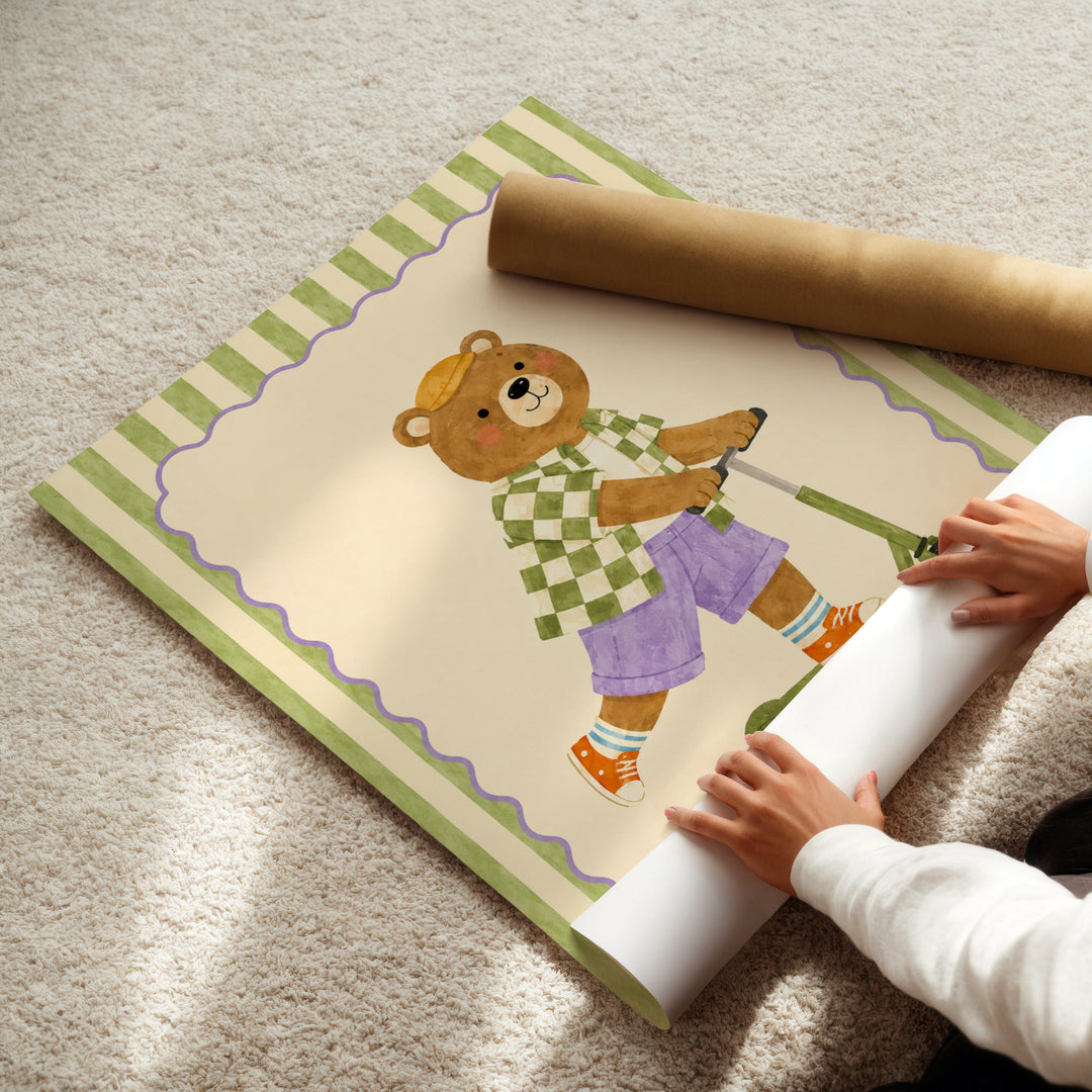 Biscuit the Bear on a Scooter Print